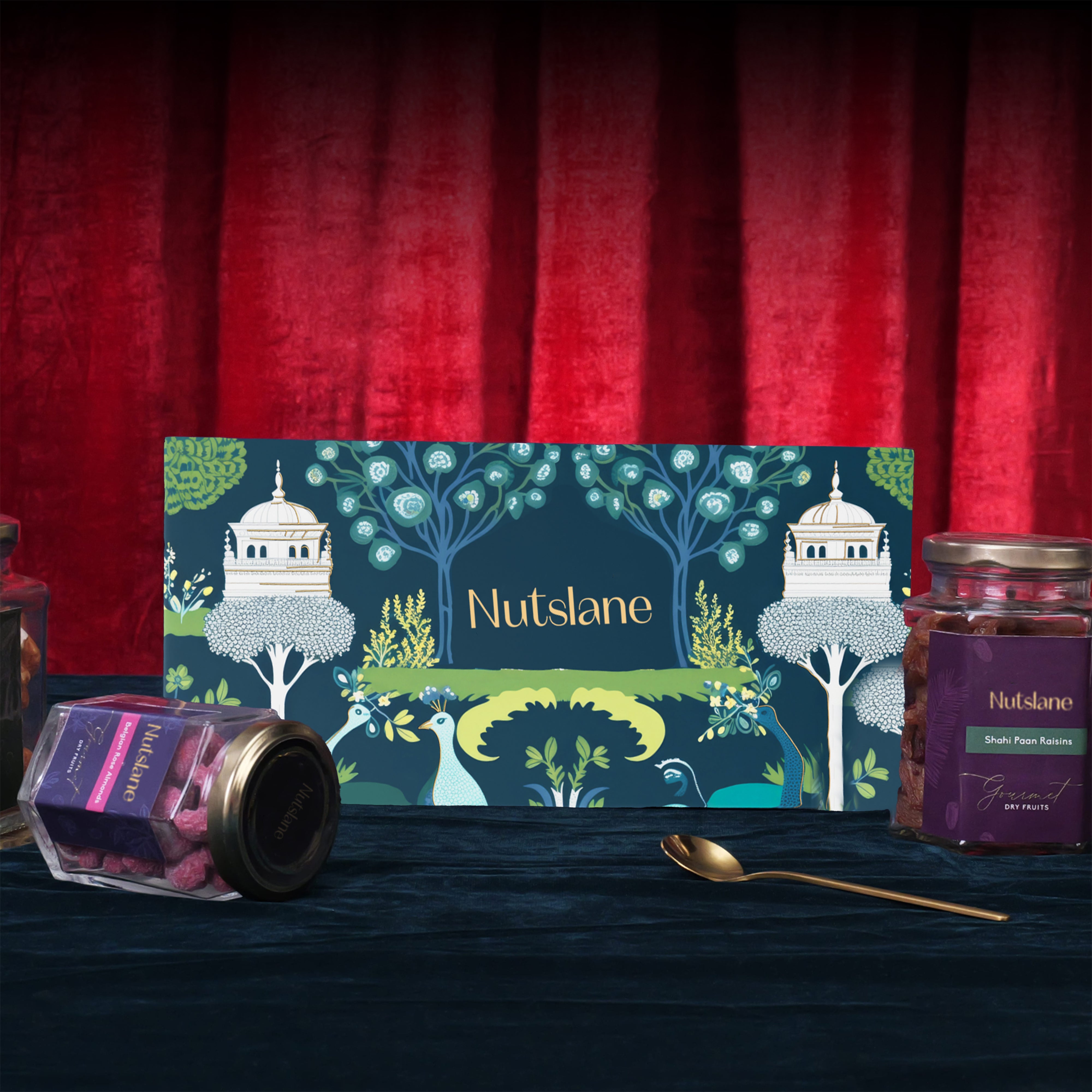 Nutslane Roohi Gift Box (Shahi Paan Raisin, Mexican Salsa Cashew, Belgian Rose Almond) 445g