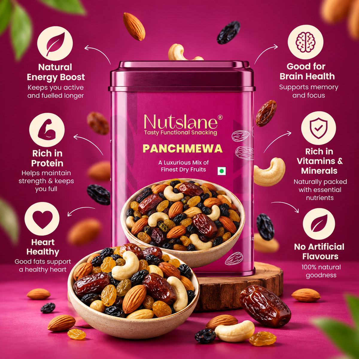Nutslane Panchmewa Mix 200g | Premium Dry Fruit & Nut Mix | Traditional Indian Panchmewa Snack | Healthy Gourmet Snacking ✨