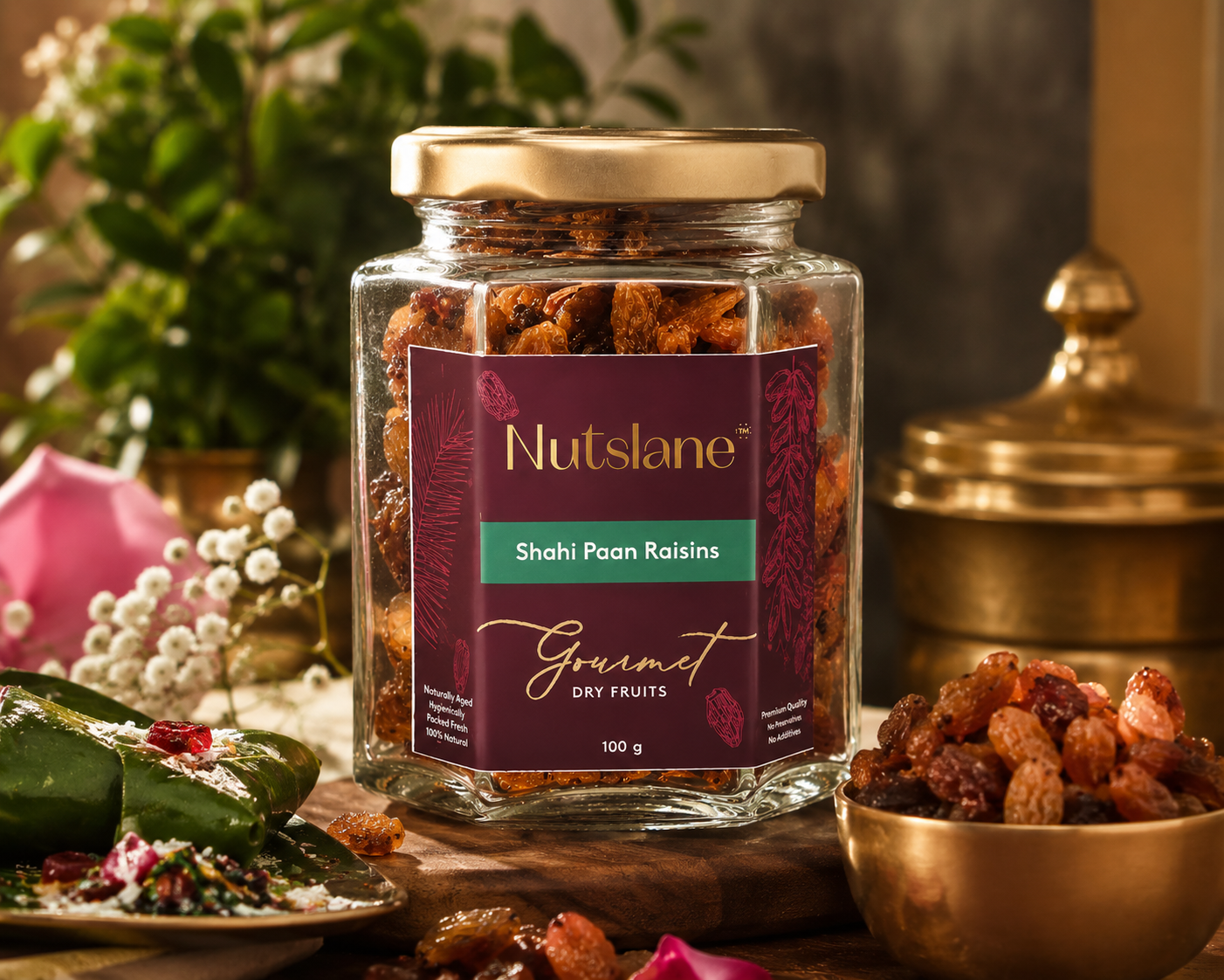Shahi Paan Raisins – Premium Flavoured Raisins in Glass Jar | Refreshing, Sweet & Royal Indulgence