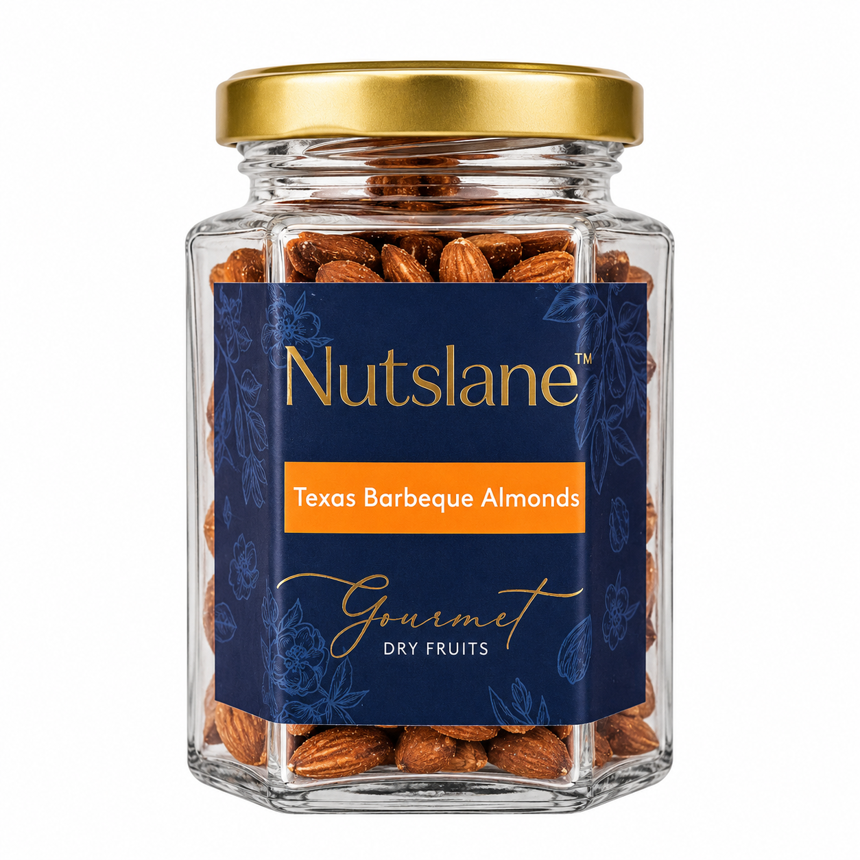 Texas Barbeque Almonds β Premium Roasted Almonds in Glass Jar | Smoky, Crunchy & Boldly Flavoured