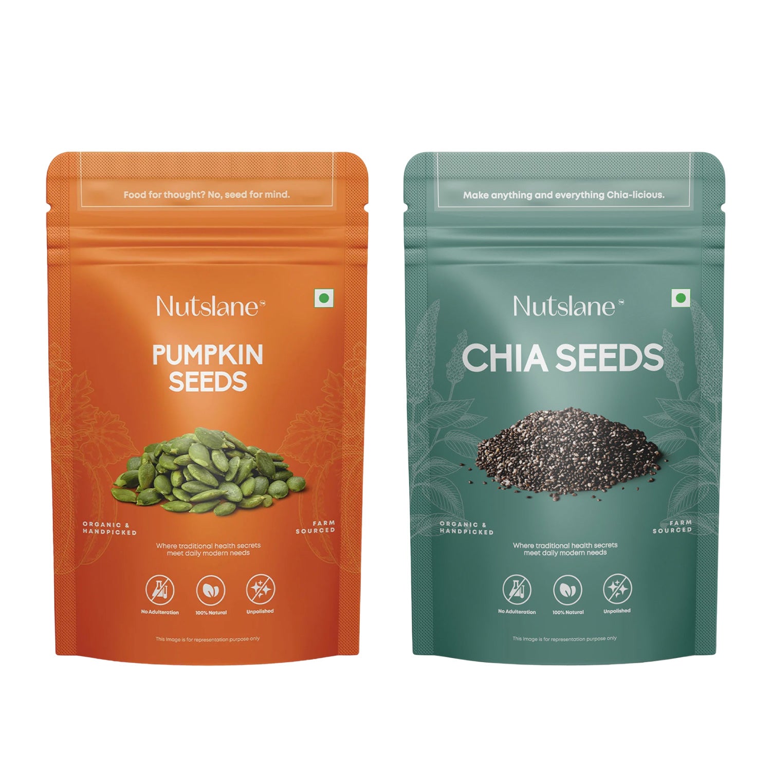 Nutslane Premium Seeds Combo ( 2 Pack of 200g ), Pumpkin Seeds & Chia Seeds