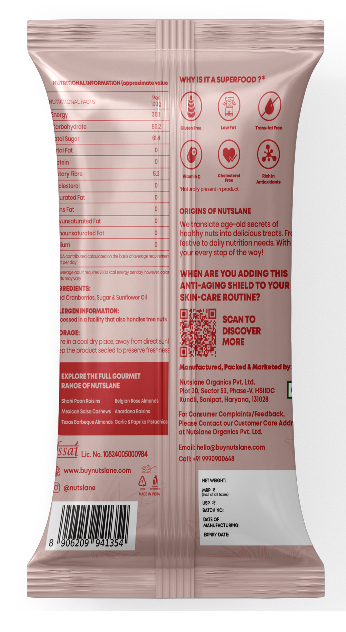 Nutslane Dried Cranberries - 30g