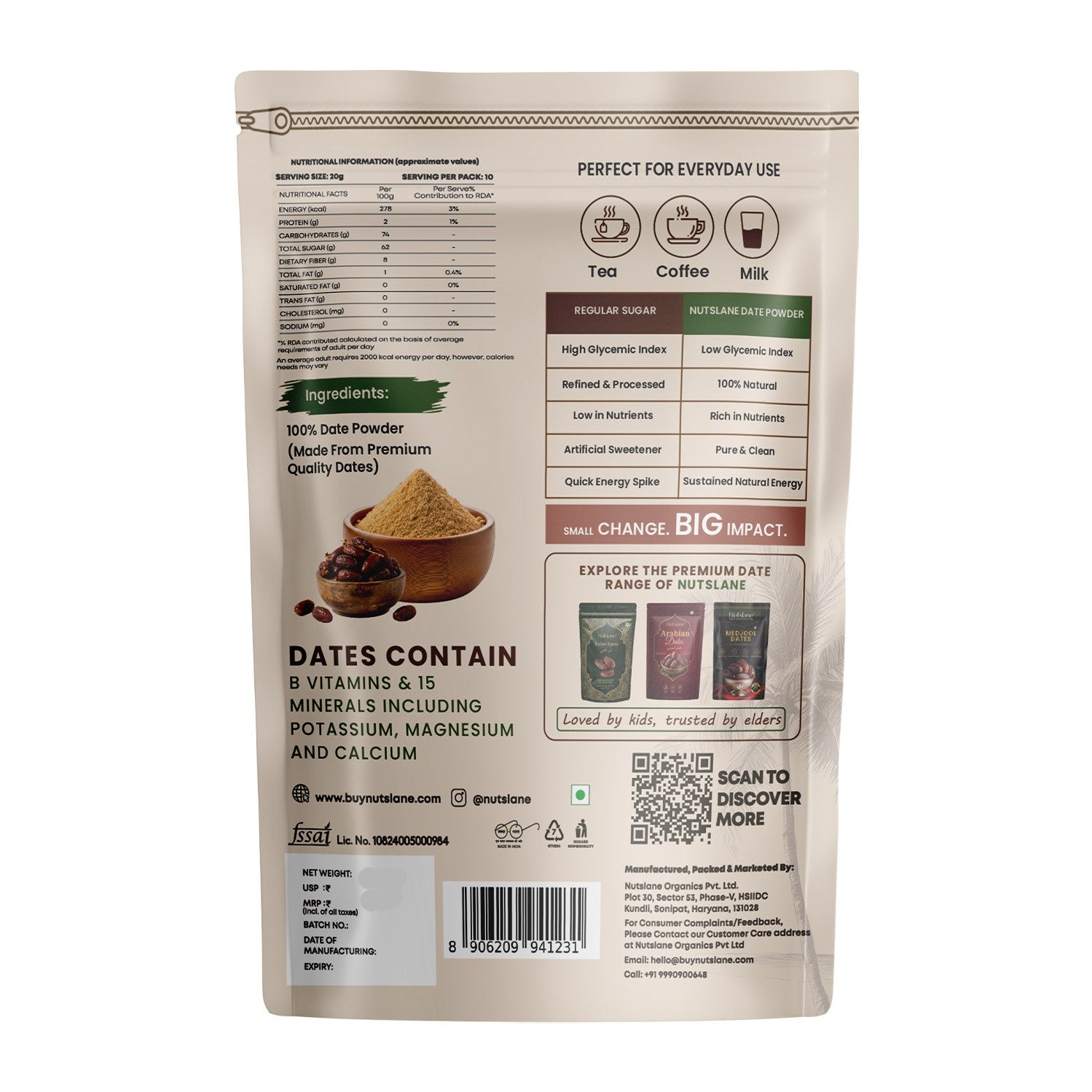 Nutslane Premium Dates Powder - 250g