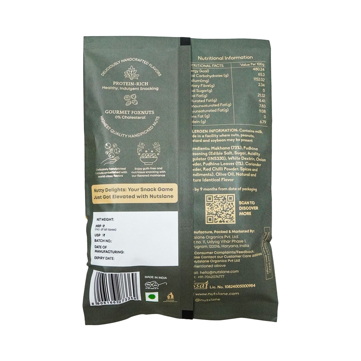 Mint Flavoured Makhana | Roasted Fox Nuts | Refreshing Healthy Snack Pouch