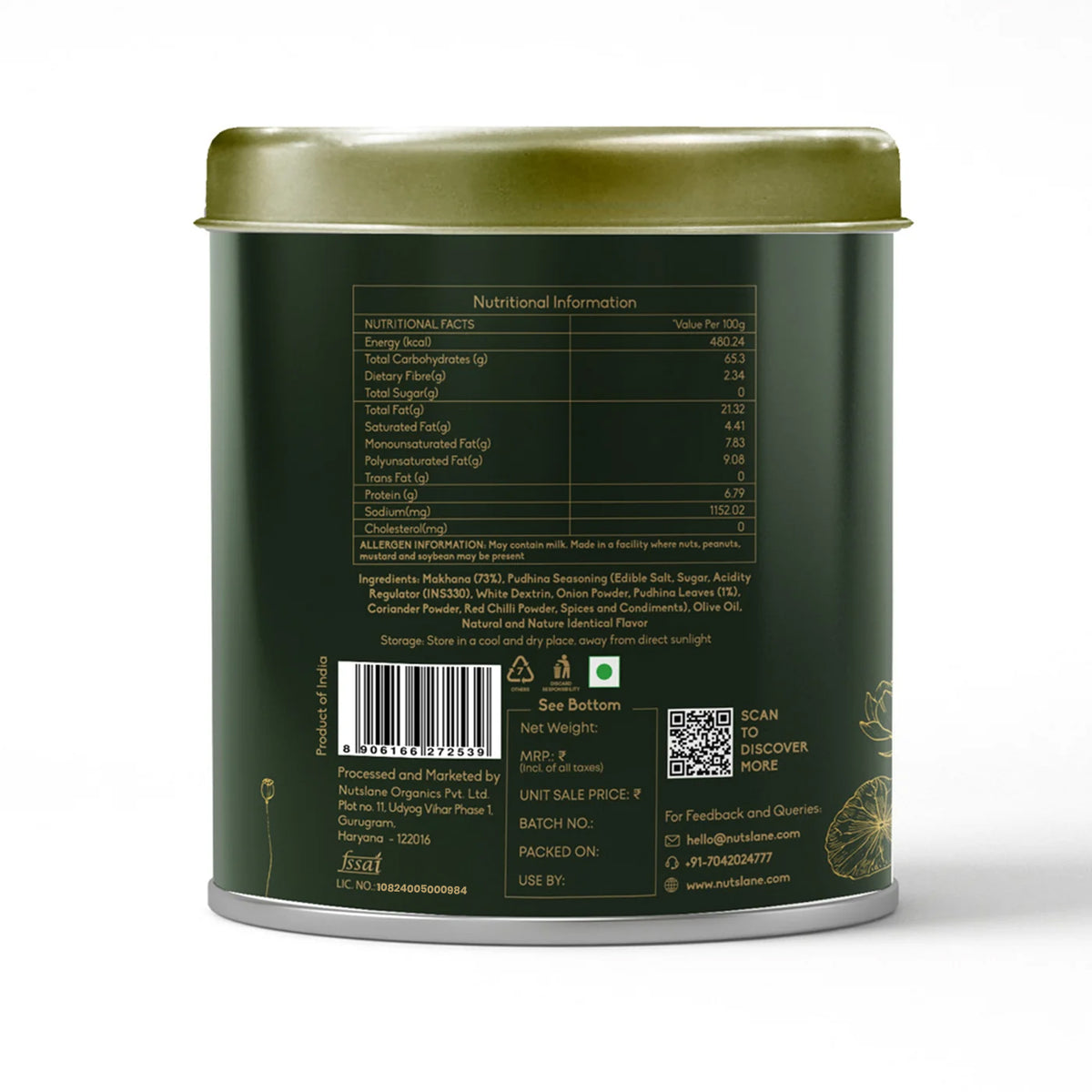 Indian Mint Makhana ā Refreshing Roasted Fox Nuts in Luxury Tin