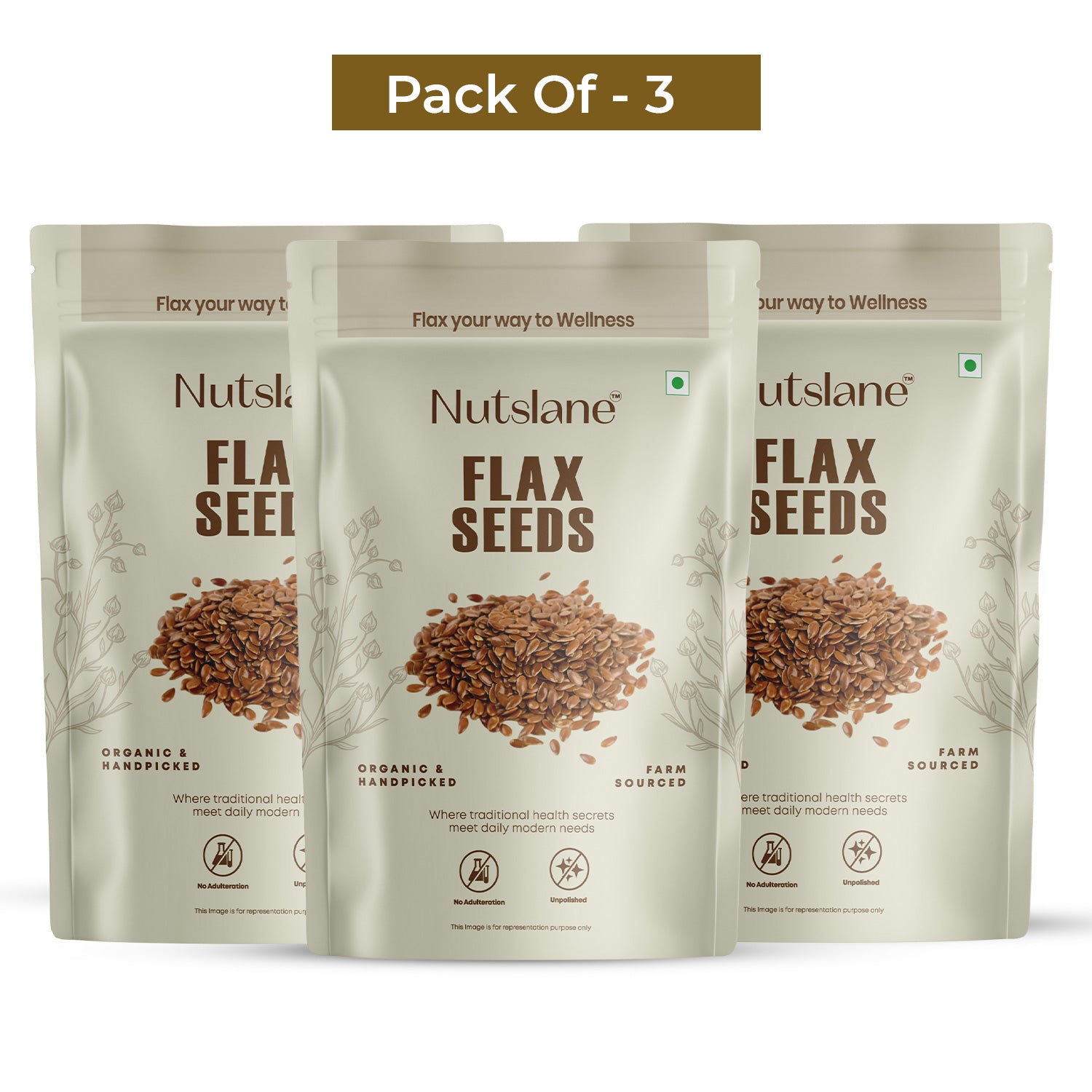 Premium Organic Raw Flax Seeds Pack of 3 - 200g