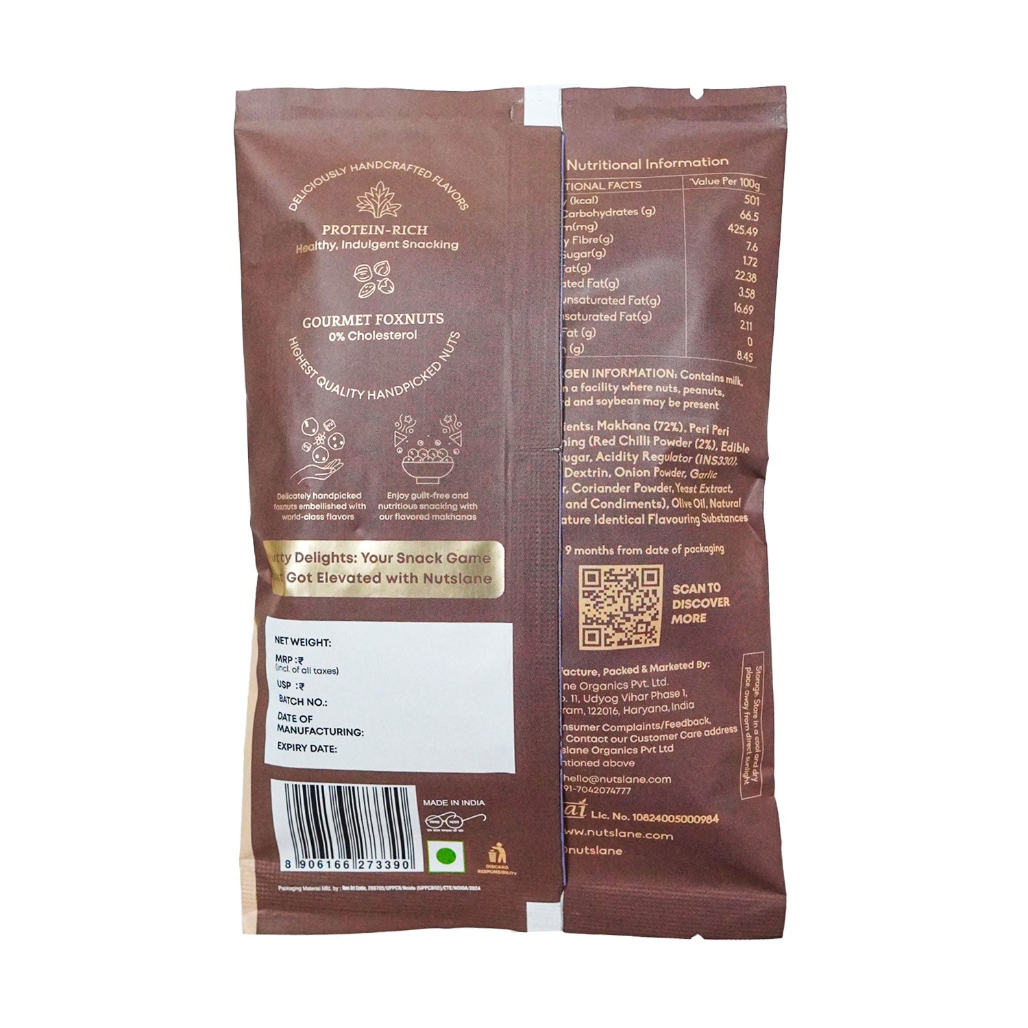 Peri Peri Flavoured Makhana | Roasted Fox Nuts | Healthy Snack Pouch