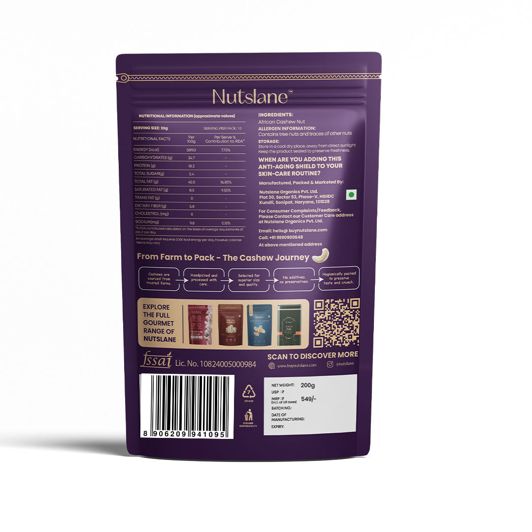 Nutslane Premium Cashews - 200g