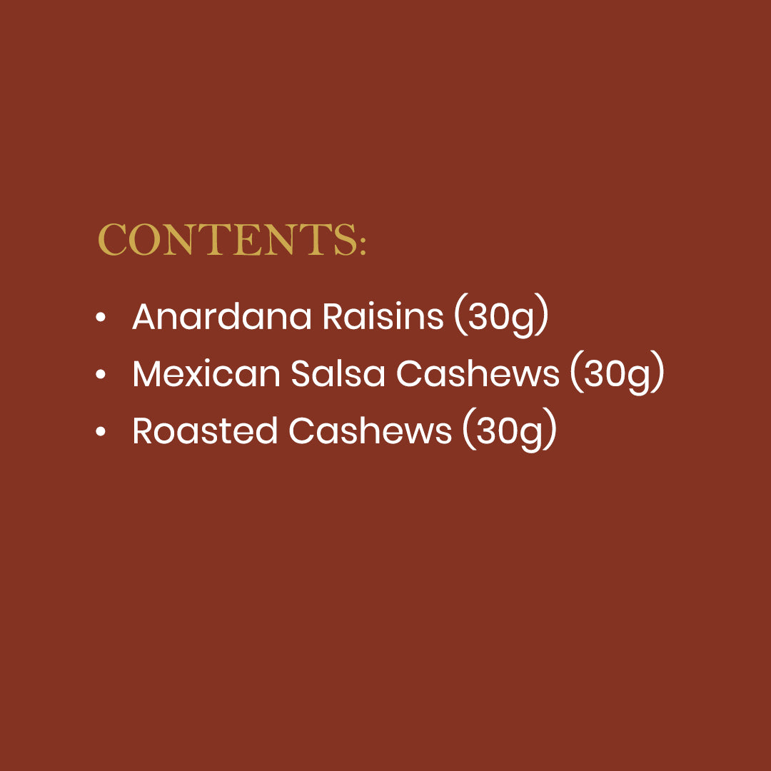 Nutslane Mia Gift Box (Salsa Cashews, Anardana Raisins, Roasted Cashews) 90.0 g