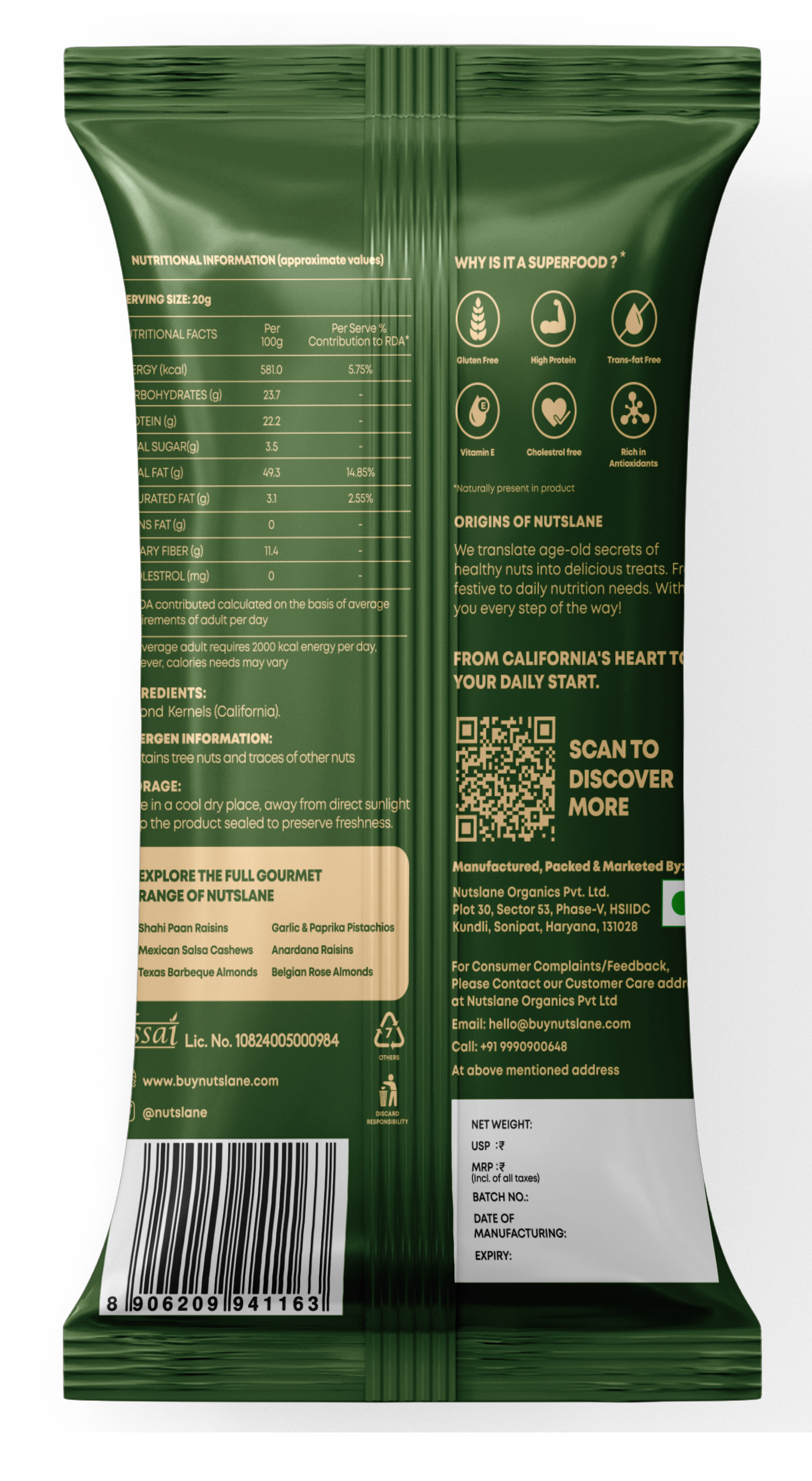 Nutslane California Almonds - 30g