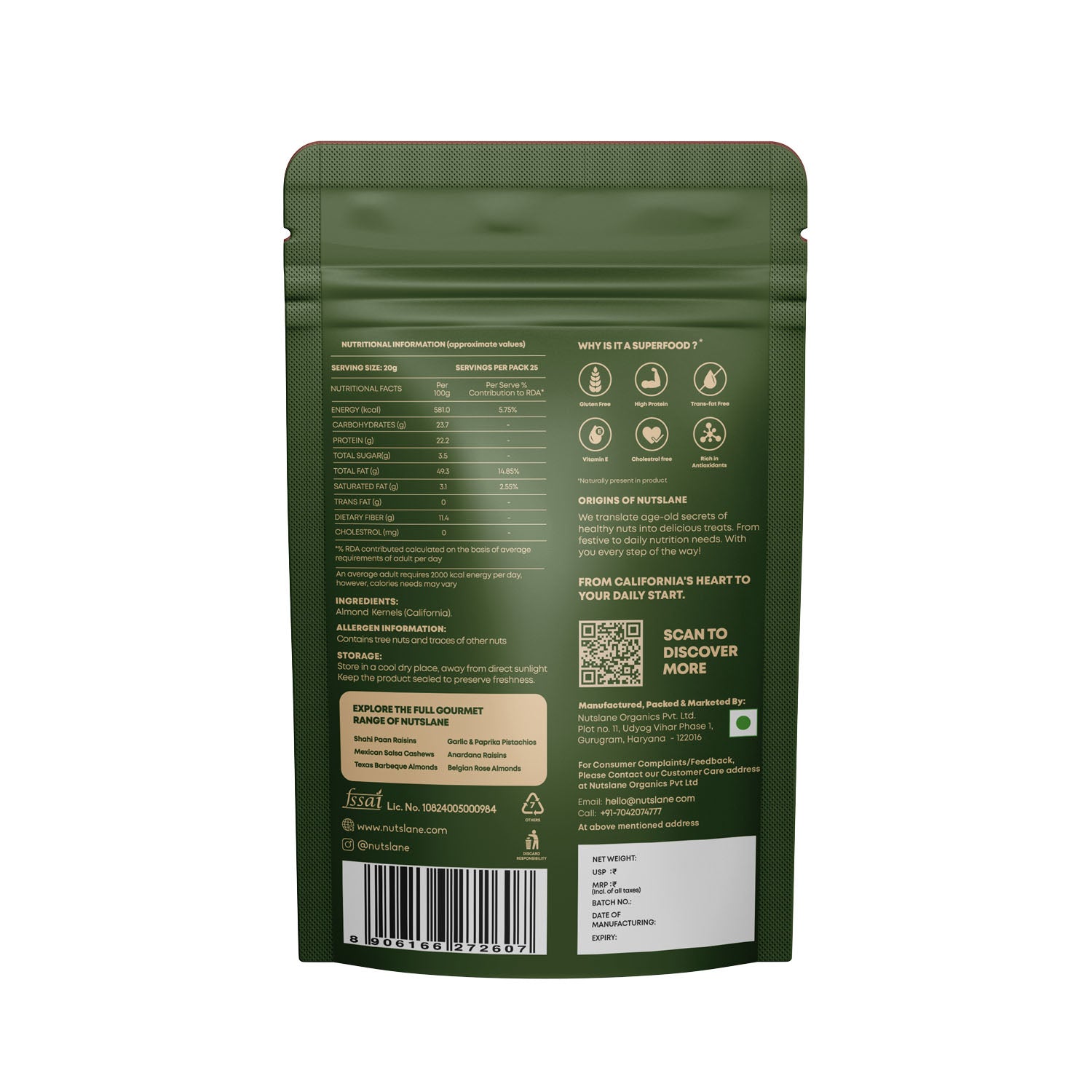 Premium California Almonds | Pack of 2 ( 500g Each)