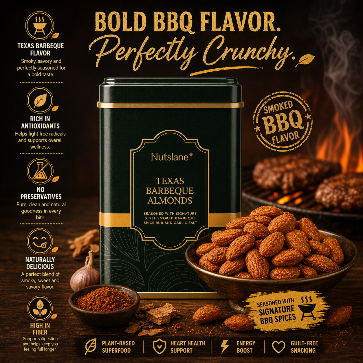 Texas Barbeque Almonds – Smoky, Bold & Protein-Rich Crunch