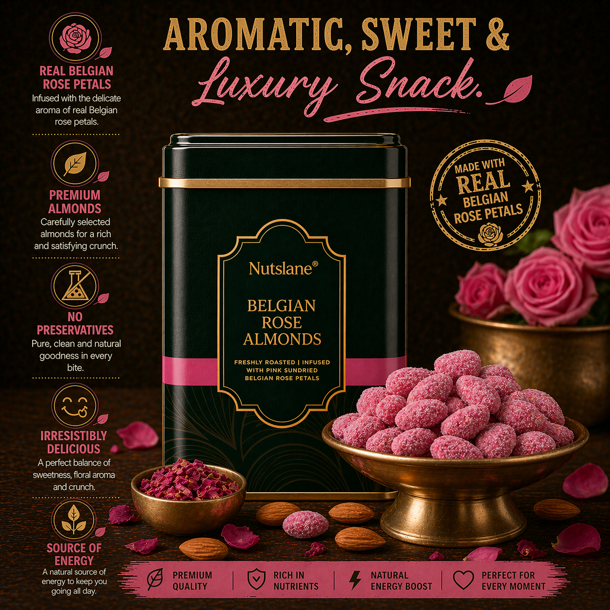 Belgian Rose Almonds (Badam) – Aromatic, Sweet & Luxury Snack