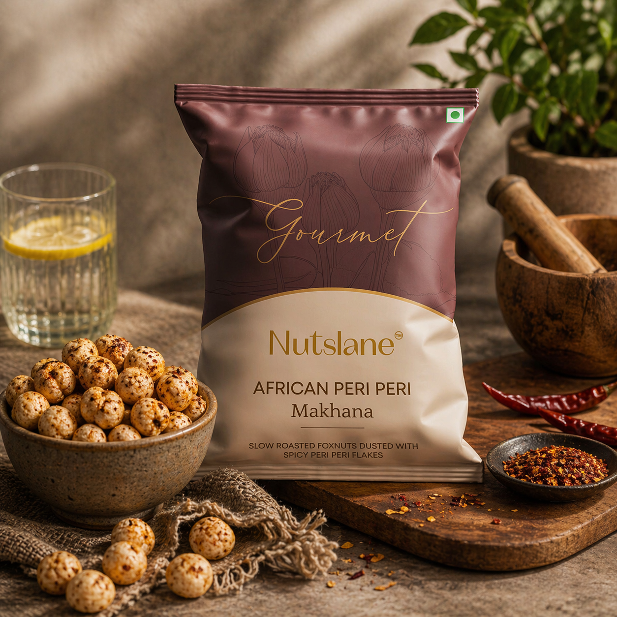 Peri Peri Flavoured Makhana | Roasted Fox Nuts | Healthy Snack Pouch