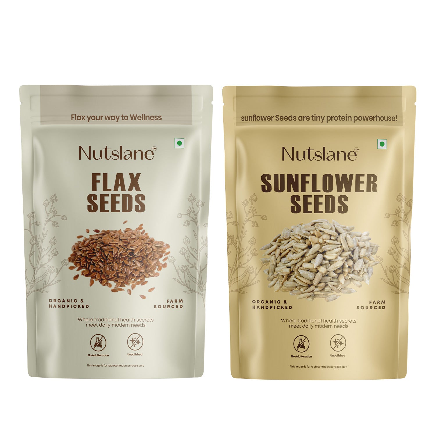 Nutslane Premium Seeds Combo ( 2 Pack of 200g ), Flax Seeds & Sunflower Seeds