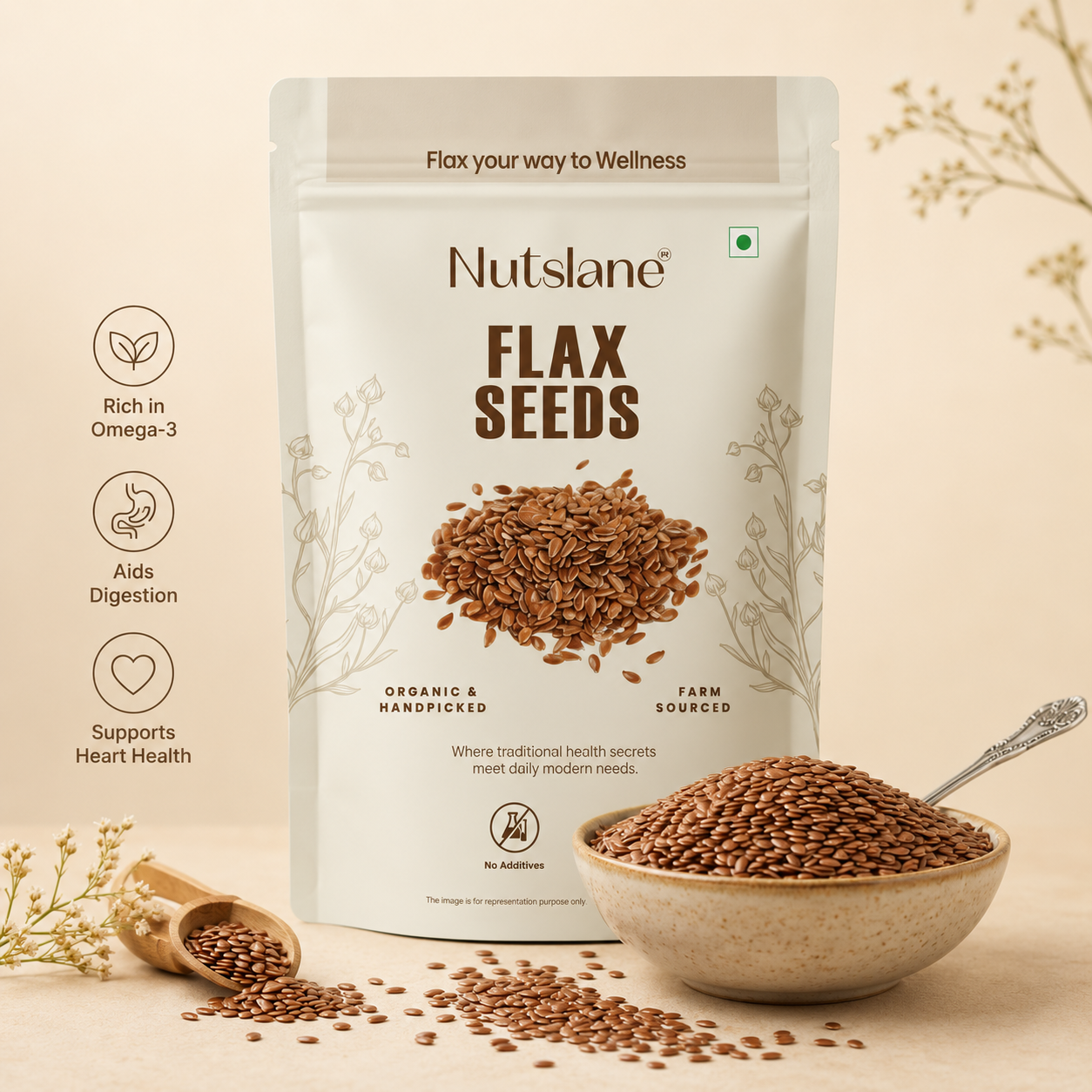 Organic Flax Seeds (Alsi) – Raw, Unroasted & Omega-3 Rich