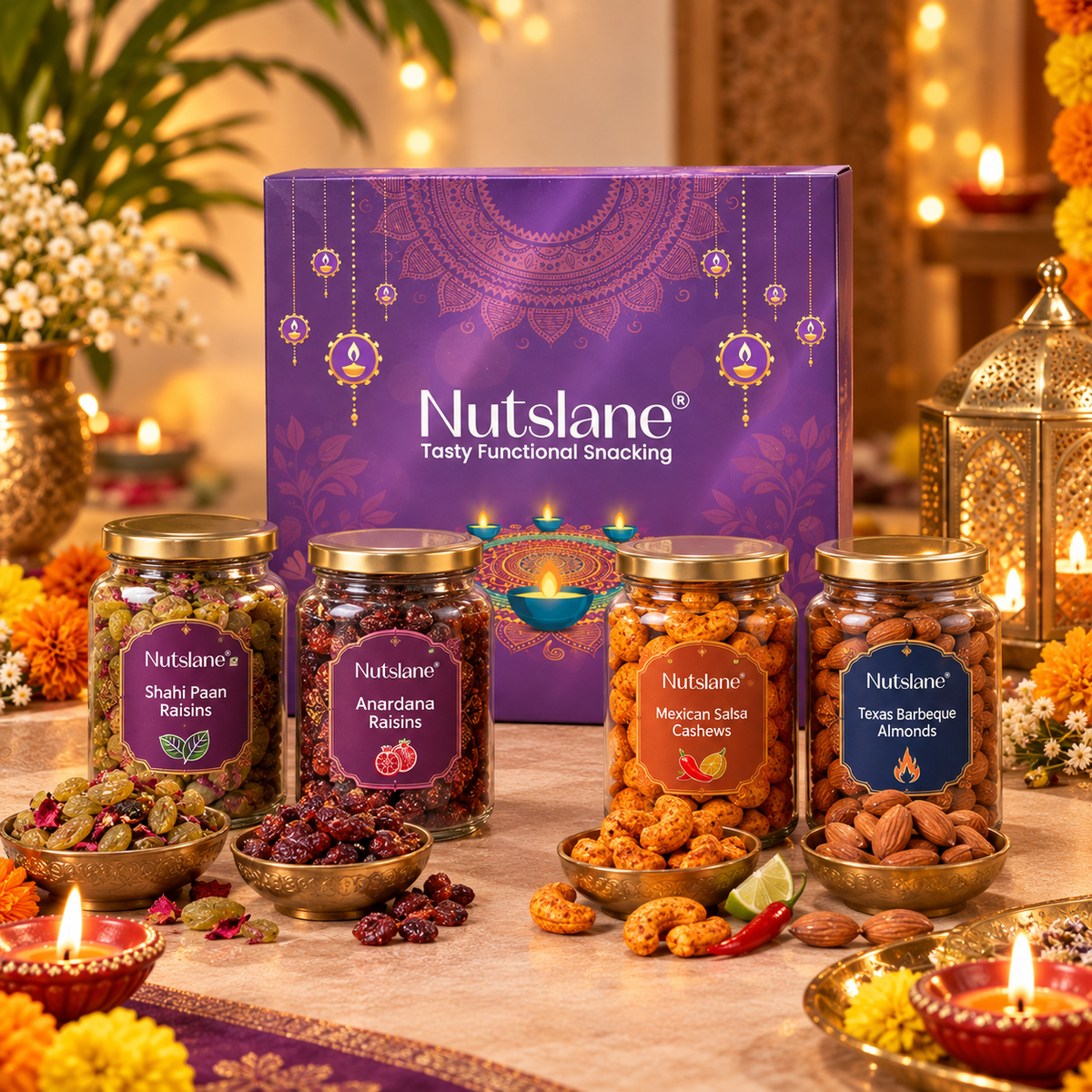 Nutslane Premium Parampara Gift Box 540g – Diwali Dry Fruit Gift Box | Festive Gifting for Family, Friends & Corporate Gifting