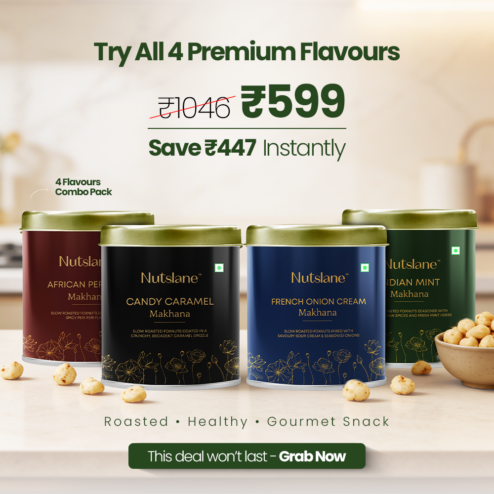 Flavoured Makhana Combo – Gourmet Roasted Snacks | 4 Unique Flavours | 200g Total