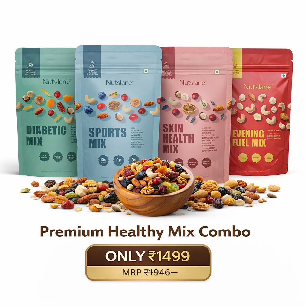 Nutslane Premium Healthy Mix Combo | 4-in-1 Nutrition Pack | Diabetic, Sports, Skin & Energy Mix (760g)
