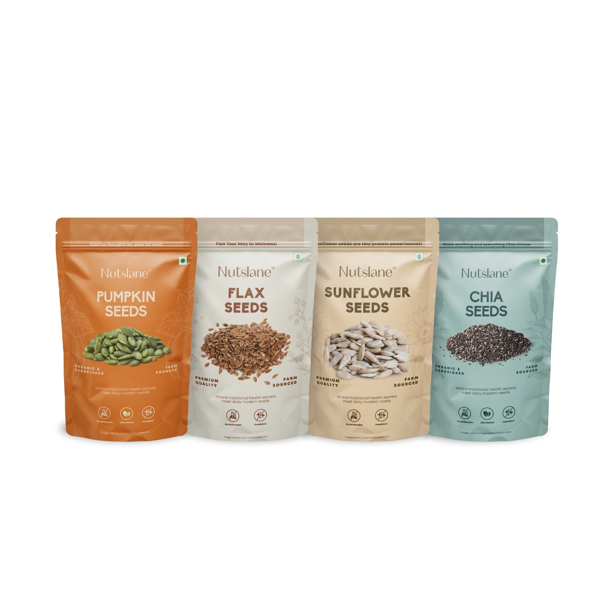 Seeds Combo Pack 400g (100g Each, Pack of 4) | Chia, Flax, Pumpkin & Sunflower Seeds