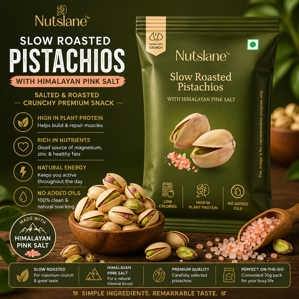 Salted & Roasted Pistachios – Crunchy Premium Snack (30g)