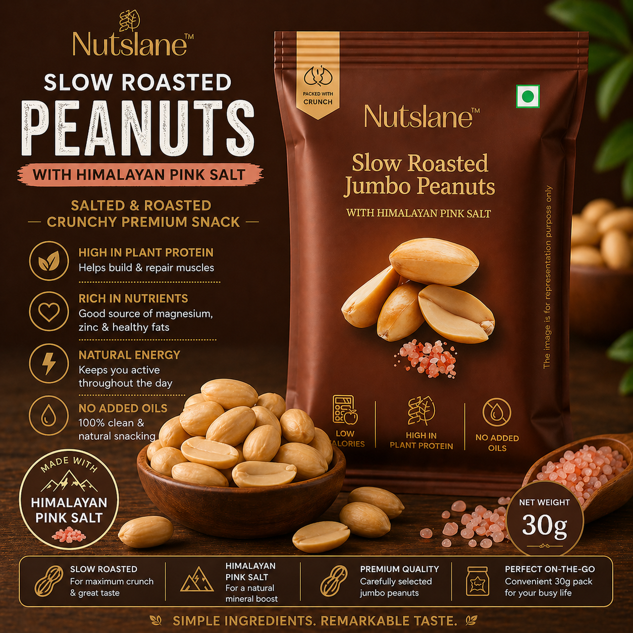 Salted & Roasted Peanuts (Moongfali) – Crunchy Snack (30g)