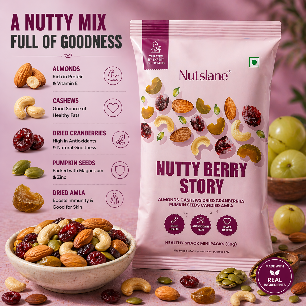 Nutty Berry Story – Healthy Snack Mini Packs (30g)