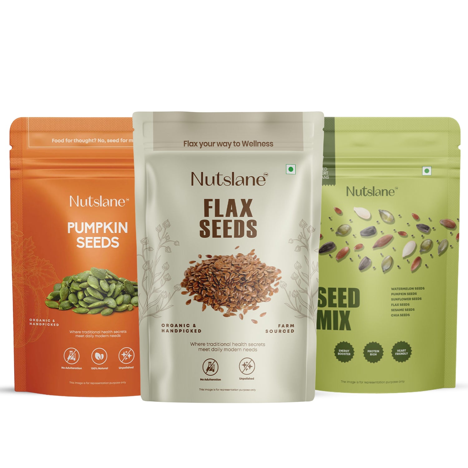 Nutslane Seeds Trio Include Seed Mix , Pumpkin & Flax Seeds